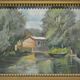Painting painting landscape countryside river pond lake boat boat