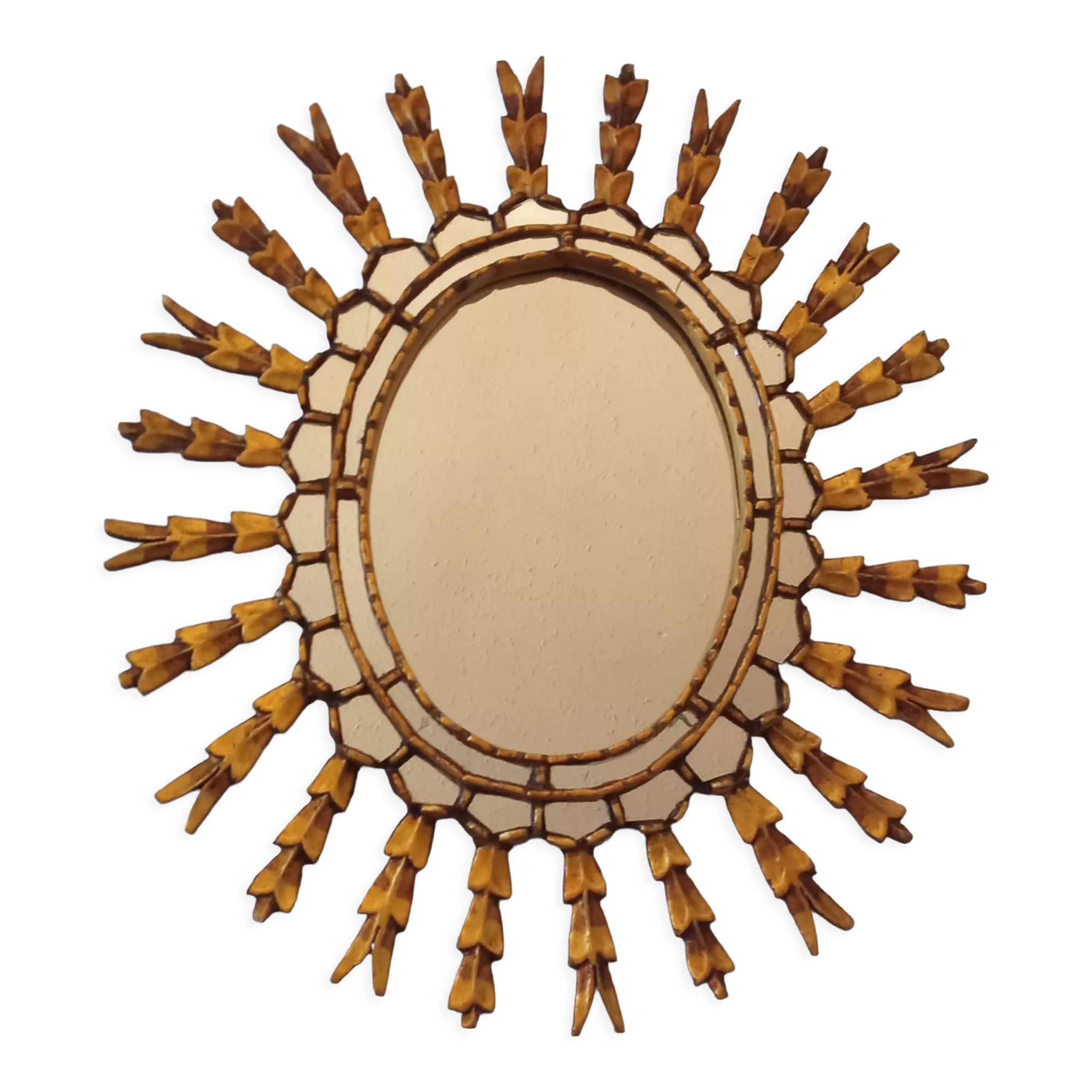Sun mirror in gilded wood, 60x52 cm