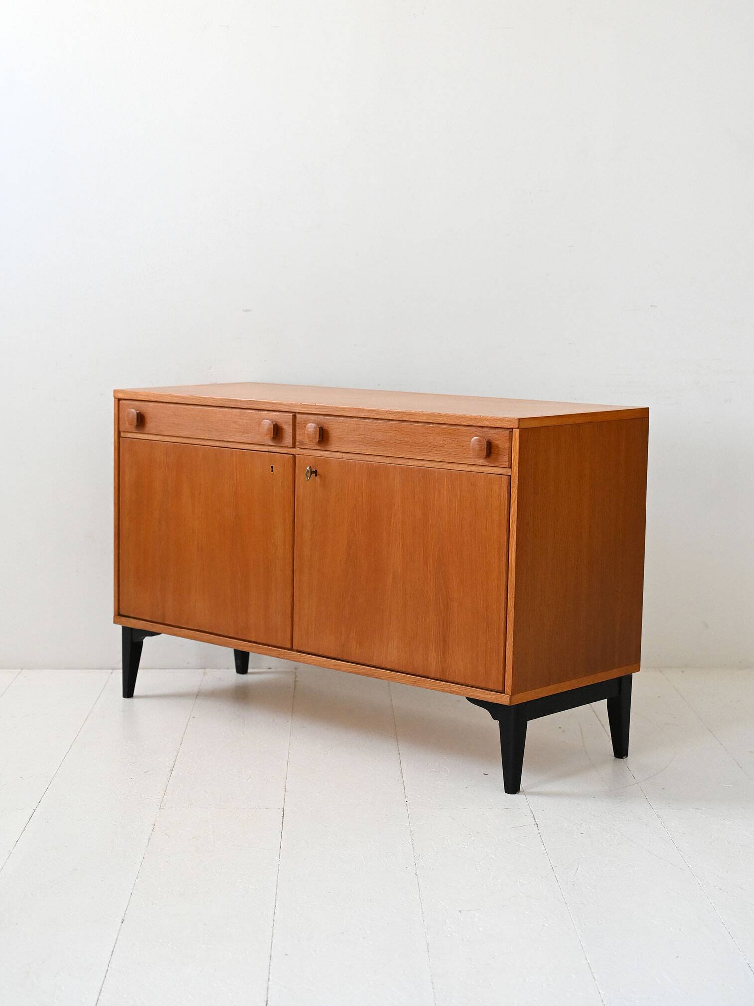 Vintage Scandinavian teak sideboard with black legs, 1950s/60s.