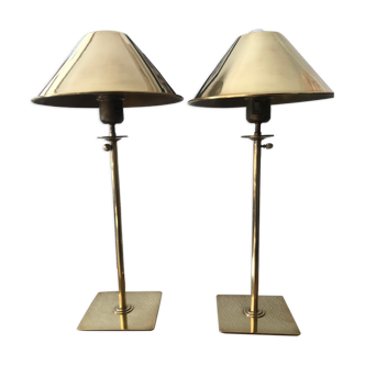 Couple de lampes à poser en laiton