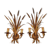 Pair of Italian Hollywood Regency metal wall lamps by Hans Kogl