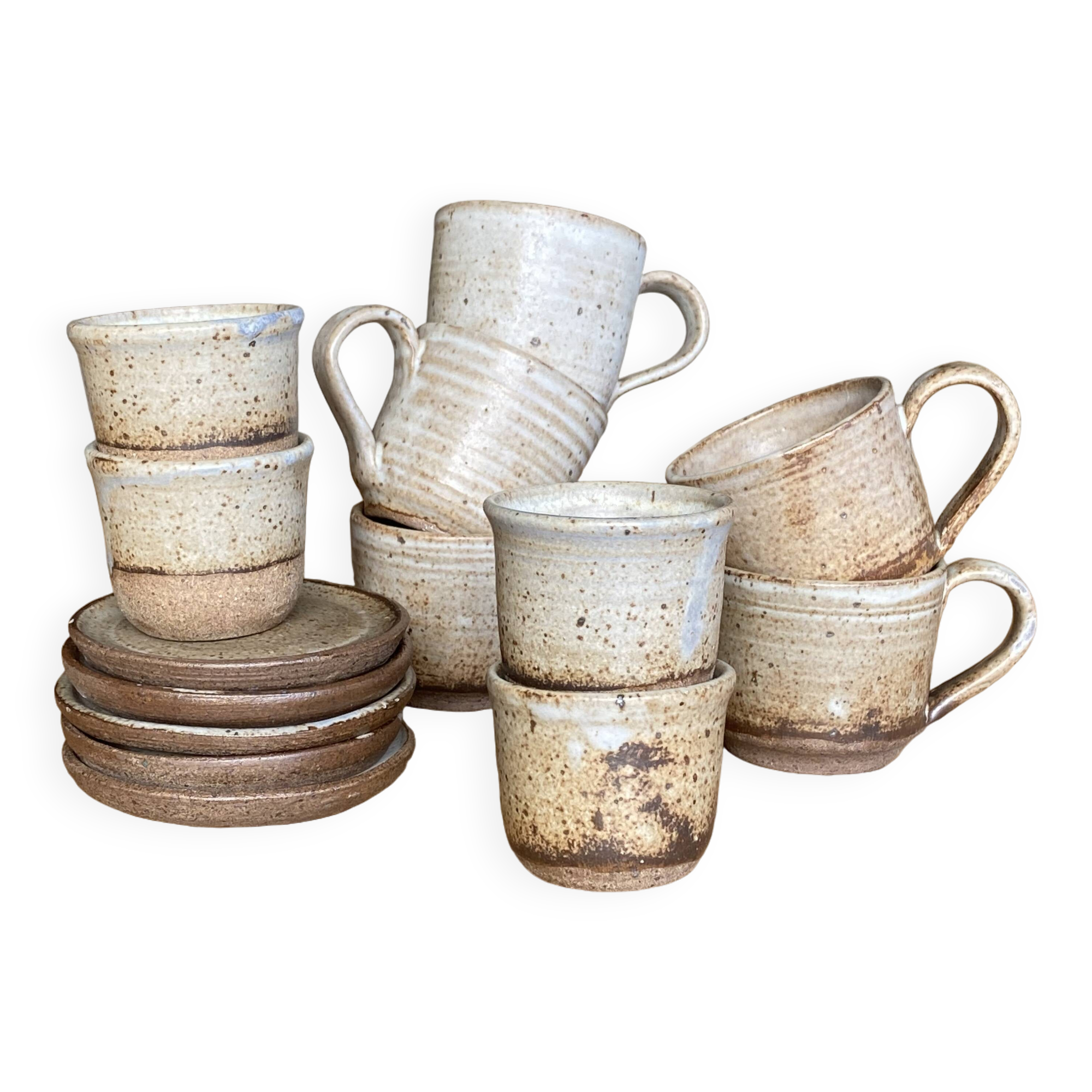Handmade stoneware coffee set