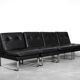 Canapé modulaire vintage allemand moderne minimaliste en cuir et chrome du milieu du siècle