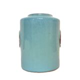 Vase droit en grès émaillé bleu turquoise