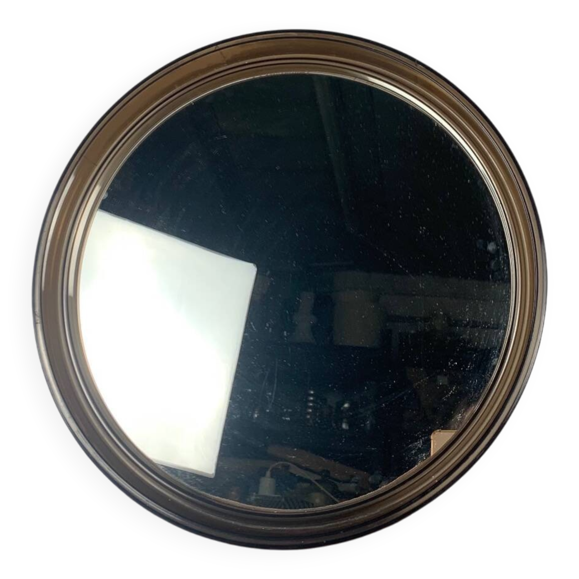 Round Smoked Plexiglas Mirror – GILAC n°1813 – Vintage 1970s
