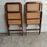 Vintage folding cane and wood chairs