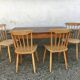 Table de ferme bistrot ancienne pieds trompette