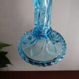 Candleholder Door blue molded glass signed