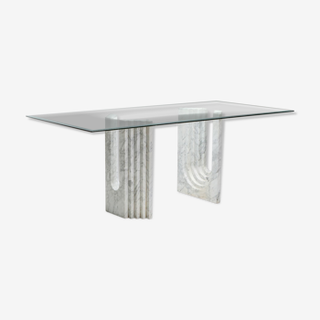 Table à manger en marbre blanc de Carrare  1970