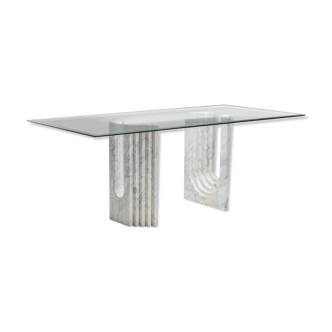 Carrara white marble dining table 1970