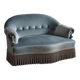 Small vintage boudoir sofa from the 70s in blue velvet with a boudoir spirit.