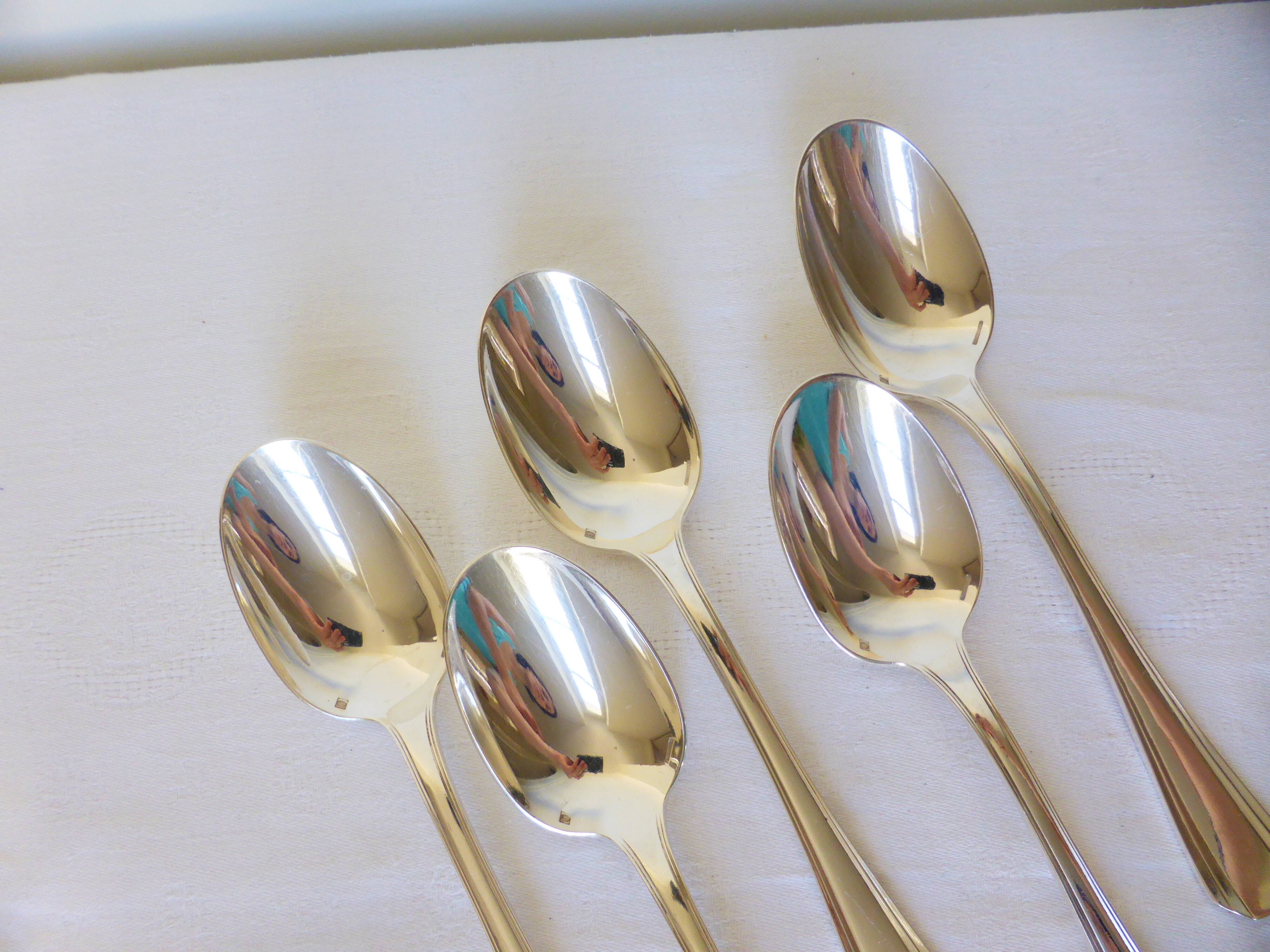 5 Christofle Art Deco style silver-plated tablespoons 2106257