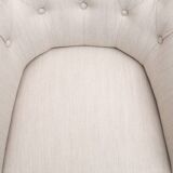 Upholstered armchair white fabric 1970 suede