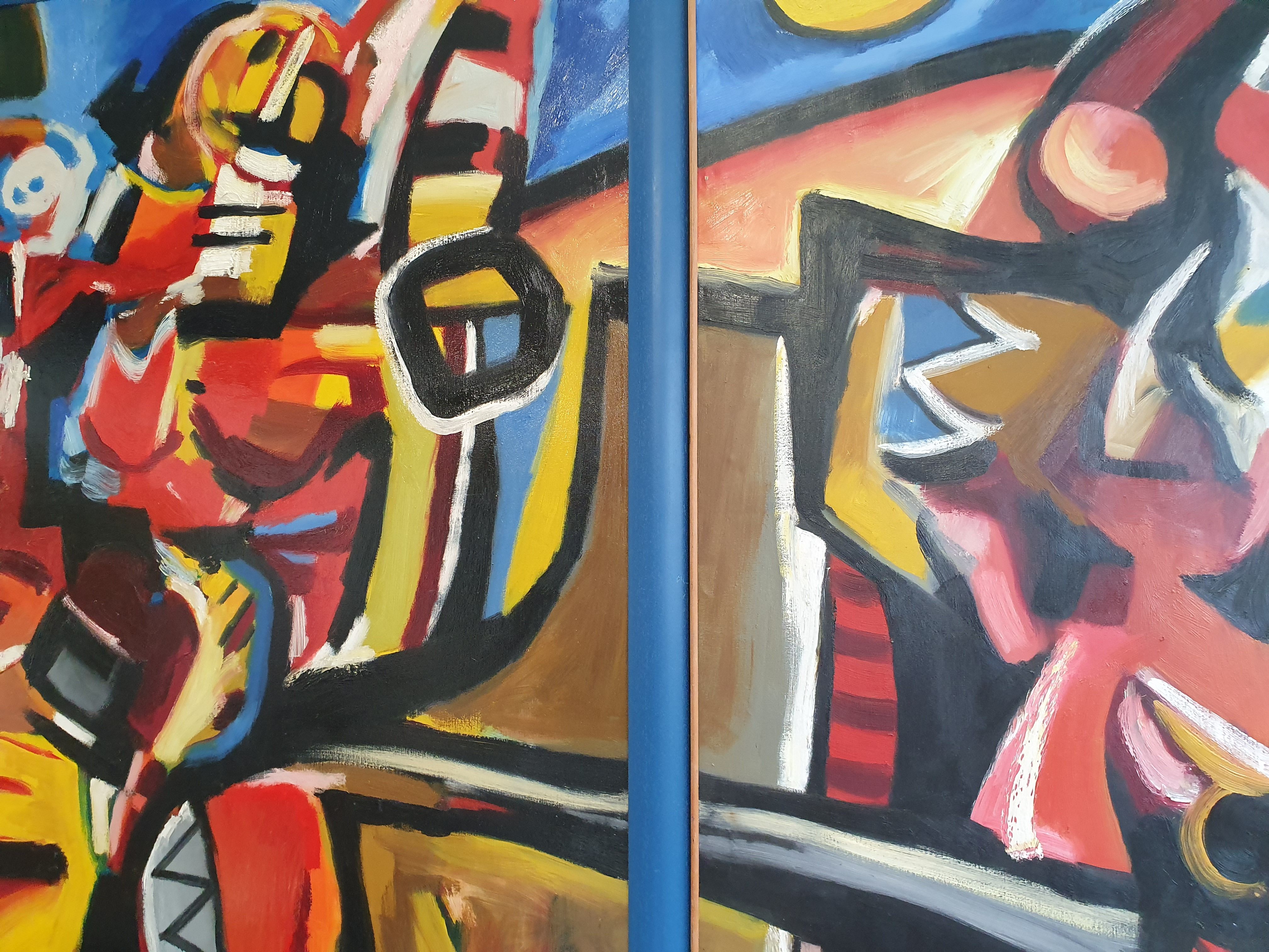 Large Dirk Jan Ribbeling Oil Painting on Canvas 1969 Amsterdam