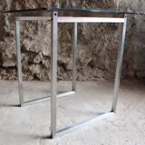 Table aluminum base and vintage glass top
