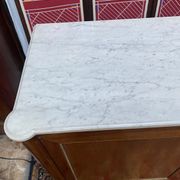 Solid wood buffet Louis XVI style with veined white marble