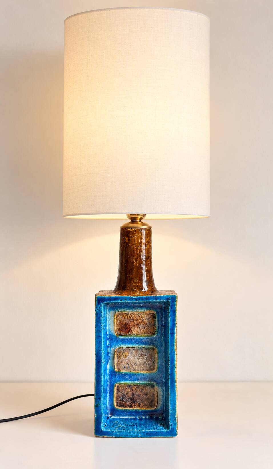 Aldo Londi for Bitossi Chamotte Ceramic Table Lamp, Italy, 1960s