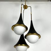 Mis-Century Stilnovo style pendant with three lights. Italy 1950s