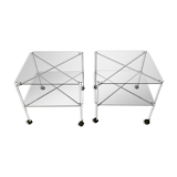 Pair of Postmodern Glass Carts Mod. Biplano by Bruno Munari for Robots, Italy