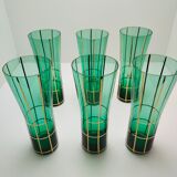 6 verres à orangeade vert émeraude