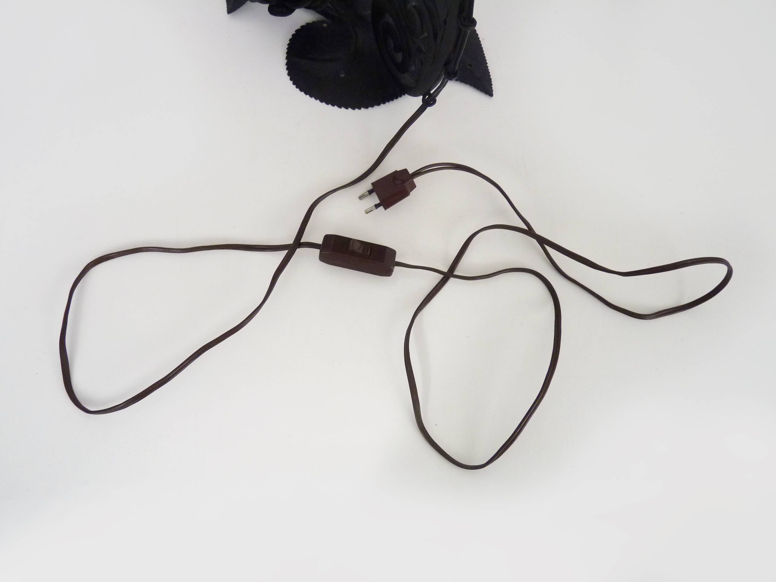 Art Deco Noverdy tulip lamp with black wrought iron base. 1930s