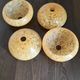 Set of 4 antique glass globes from Clichy, speckled yellow and white – Art Deco