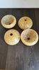 Set of 4 antique glass globes from Clichy, speckled yellow and white – Art Deco