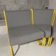 Modular tubular bench in yellow & grey fabric