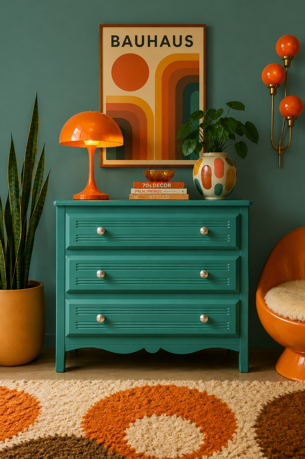 Art Deco emerald green chest of drawers