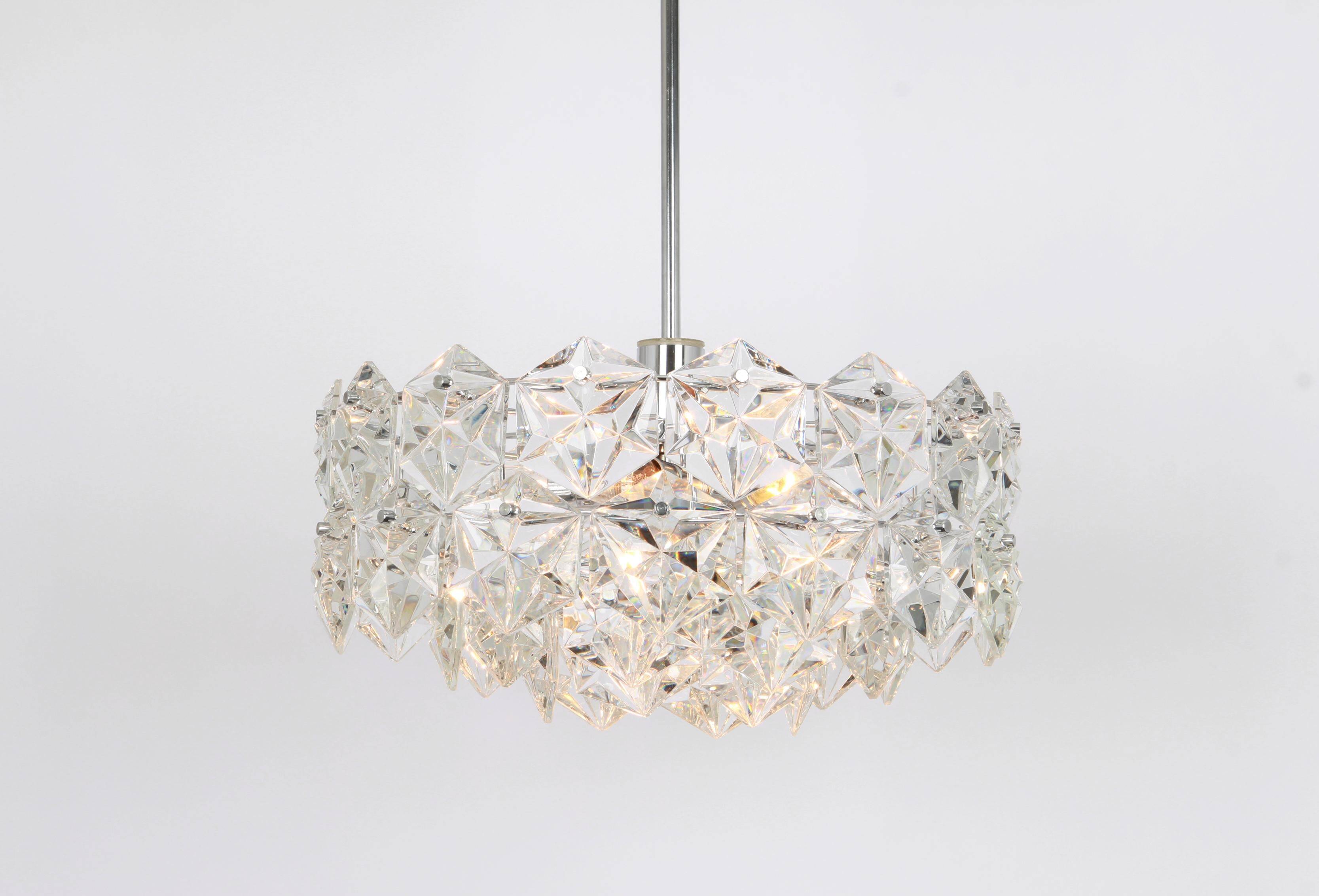 Kinkeldey suspension in chrome and crystal glass, Germany, 1970s.