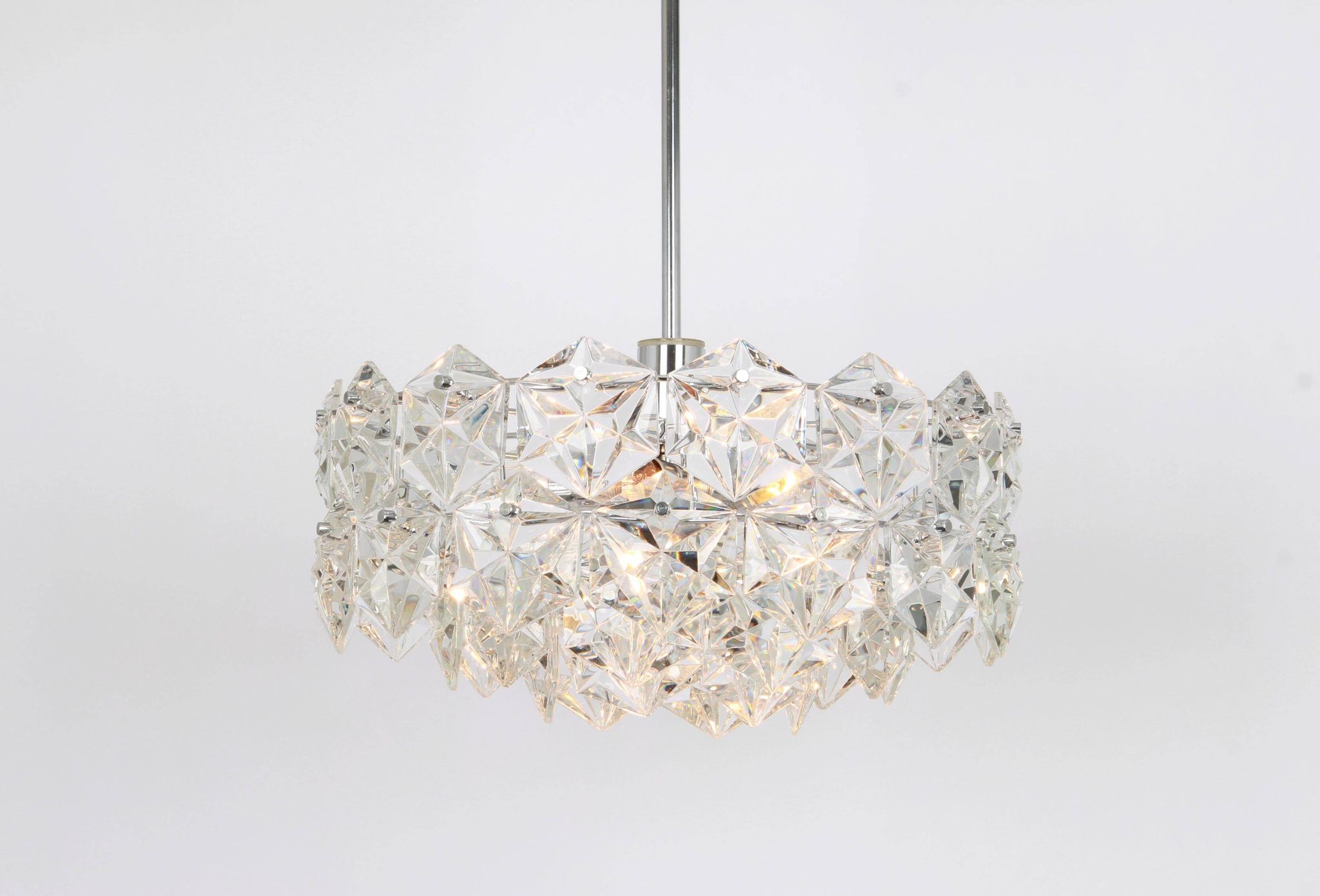 Kinkeldey suspension in chrome and crystal glass, Germany, 1970s.