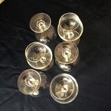 Suite of 6 glasses with crystal cognac