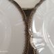 Lot de 9 assiettes creuses en porcelaine de Limoges Haviland frise florale bleu nuit et or