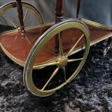 Rolling bar cart, bar trolley, bar rolling in varnished mahogany and brass