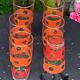 6 glasses to orangeade mosaic orange and green vintage 1970