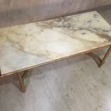 Marble and golden patina iron coffee table