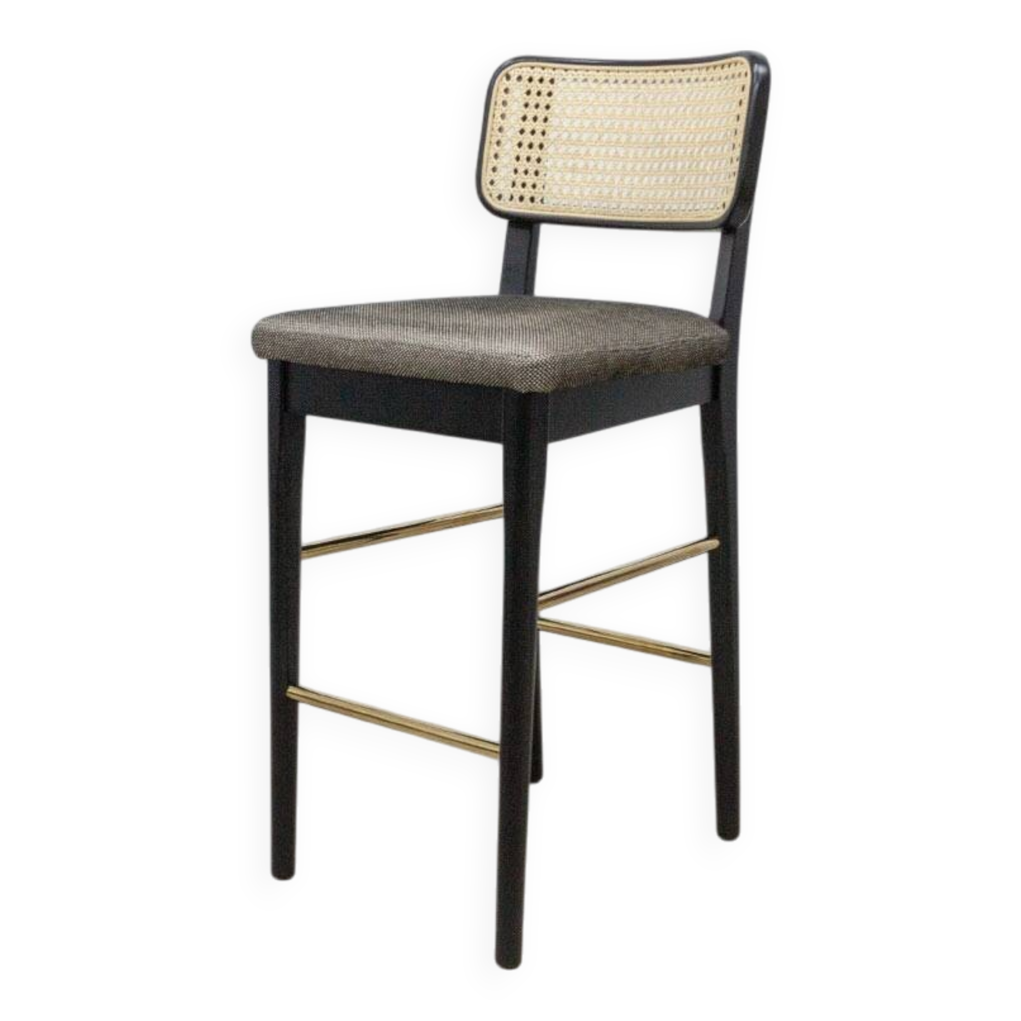 High stool Red Edition in rattan and fabric