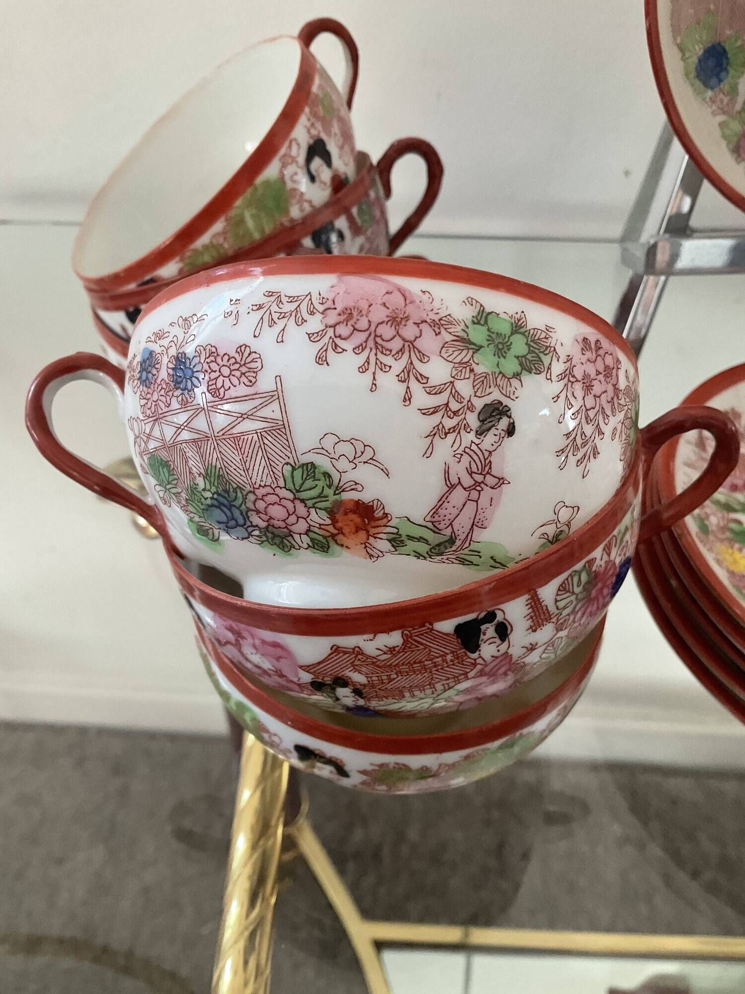 Old Japanese fine porcelain tea set