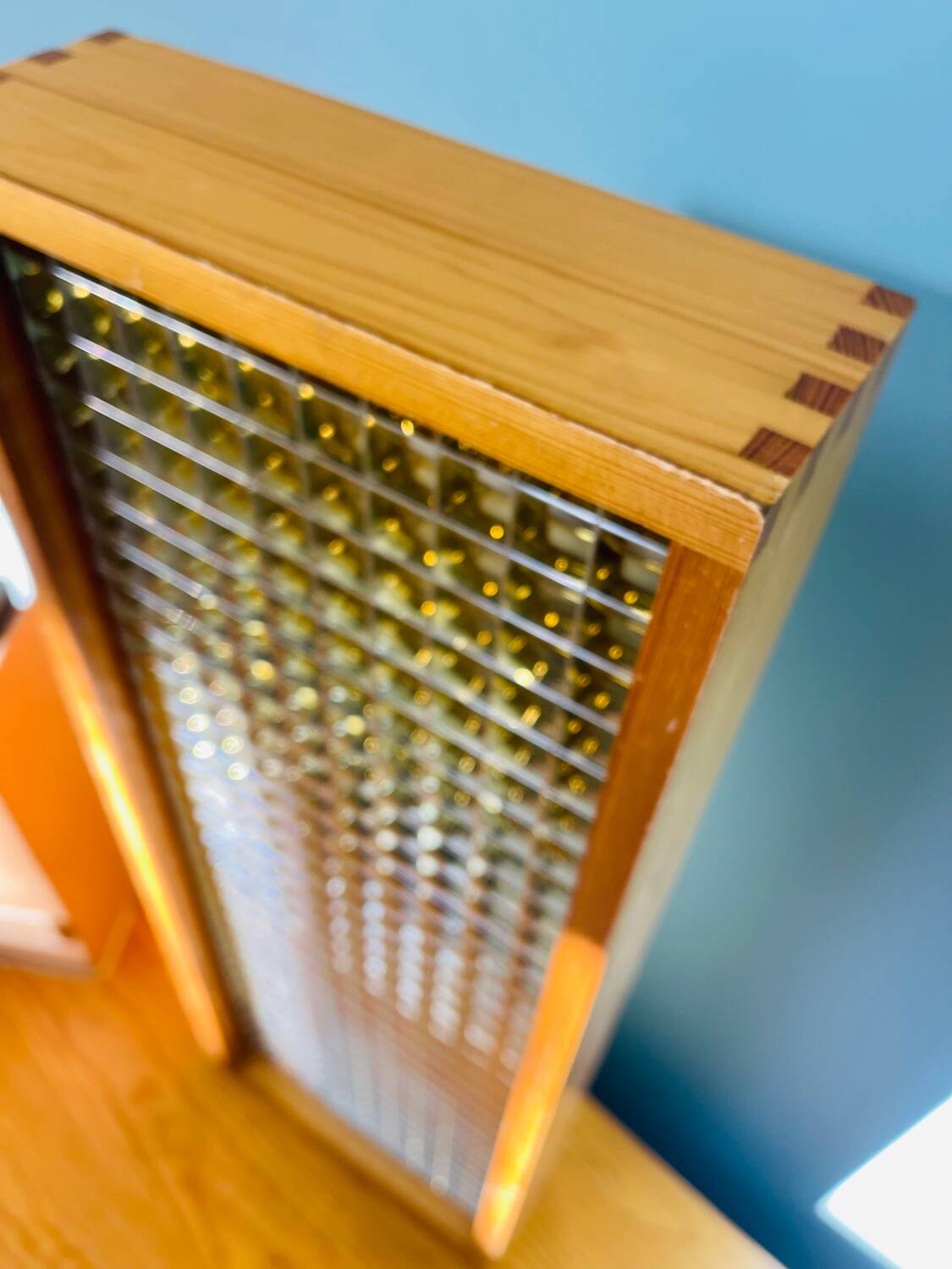 Scandinavian ceiling light in teak, circa 1970.