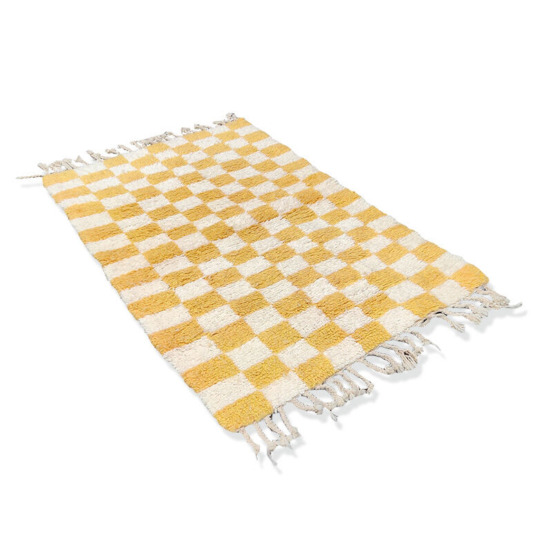 Berber carpet yellow tiles 100x145 cm