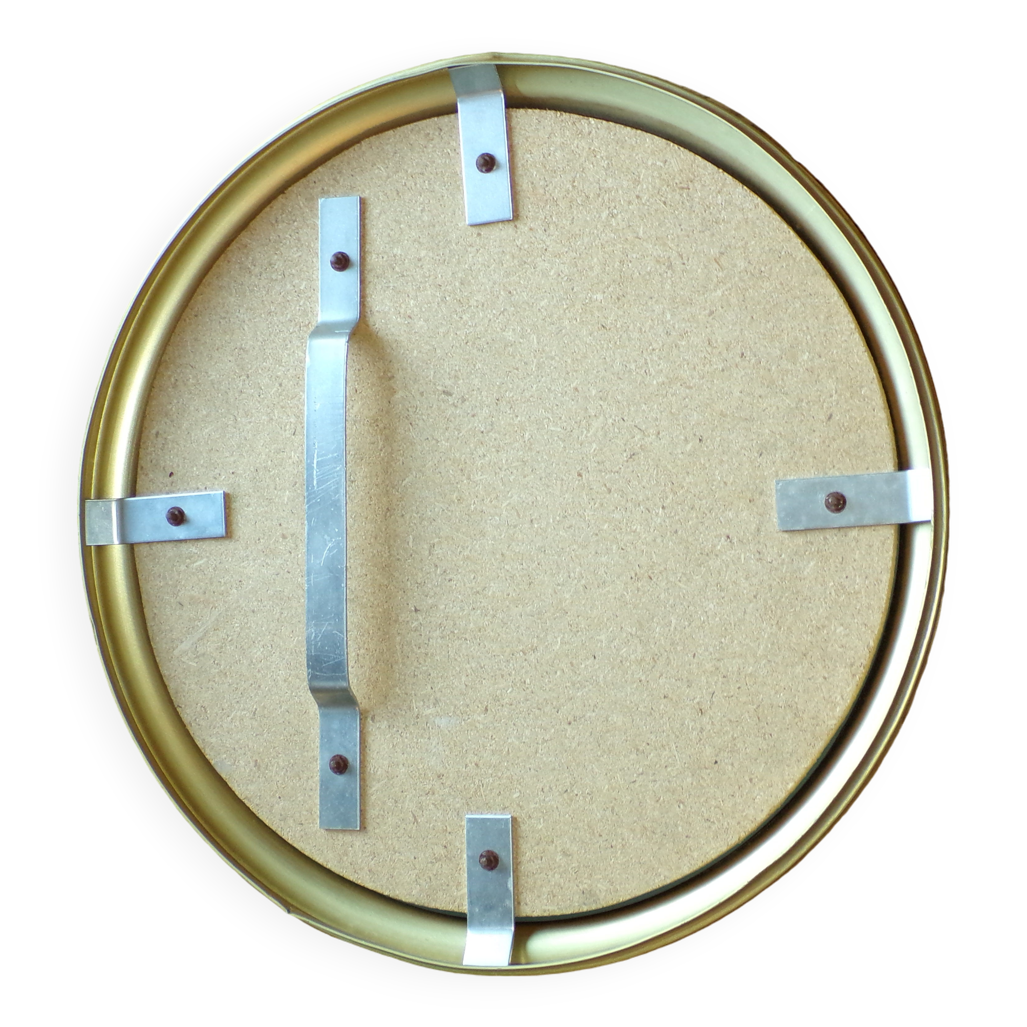 Vintage round mirror with gold metal frame 44 cm Ø
