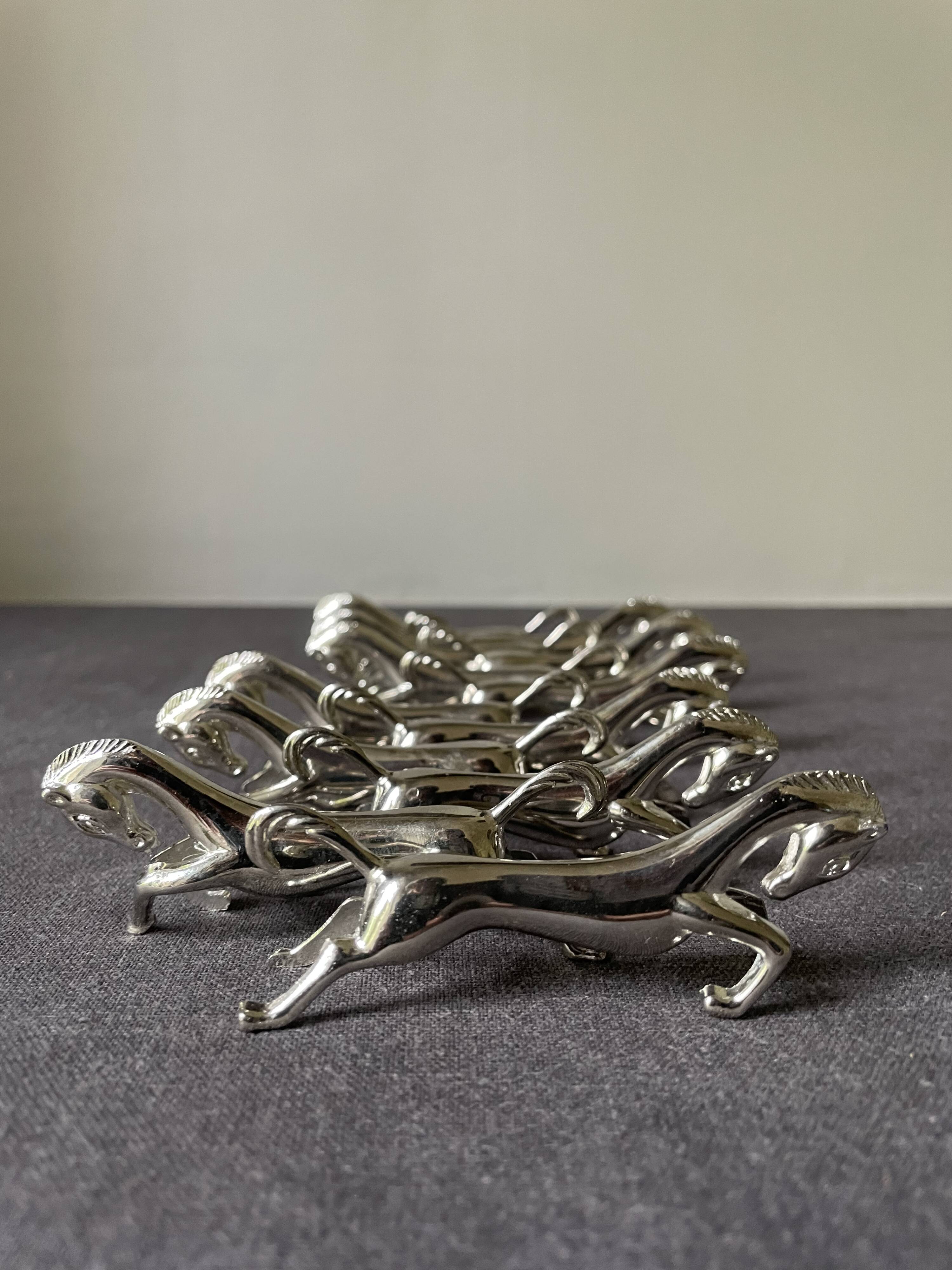 Vintage silver metal horse knife holder