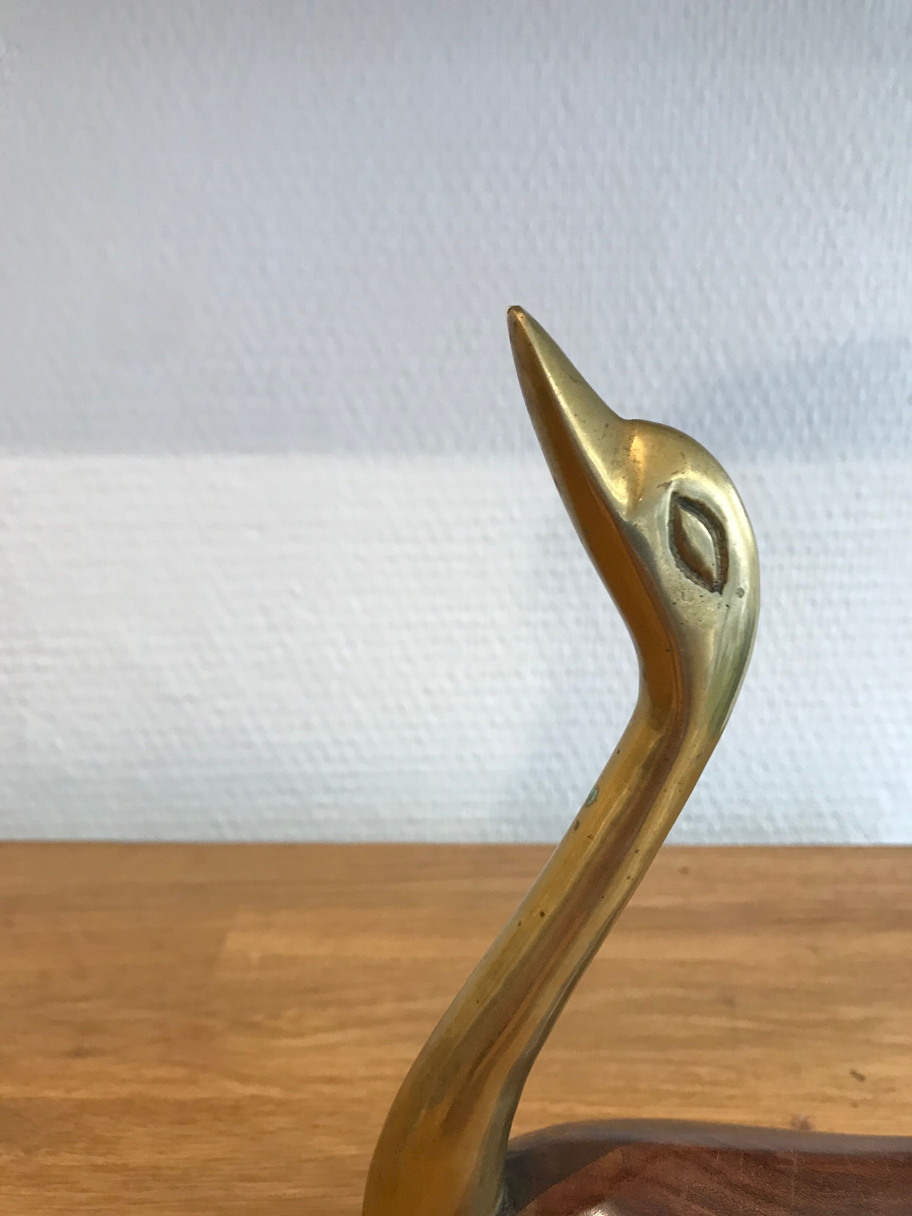 Duck in brass and wood