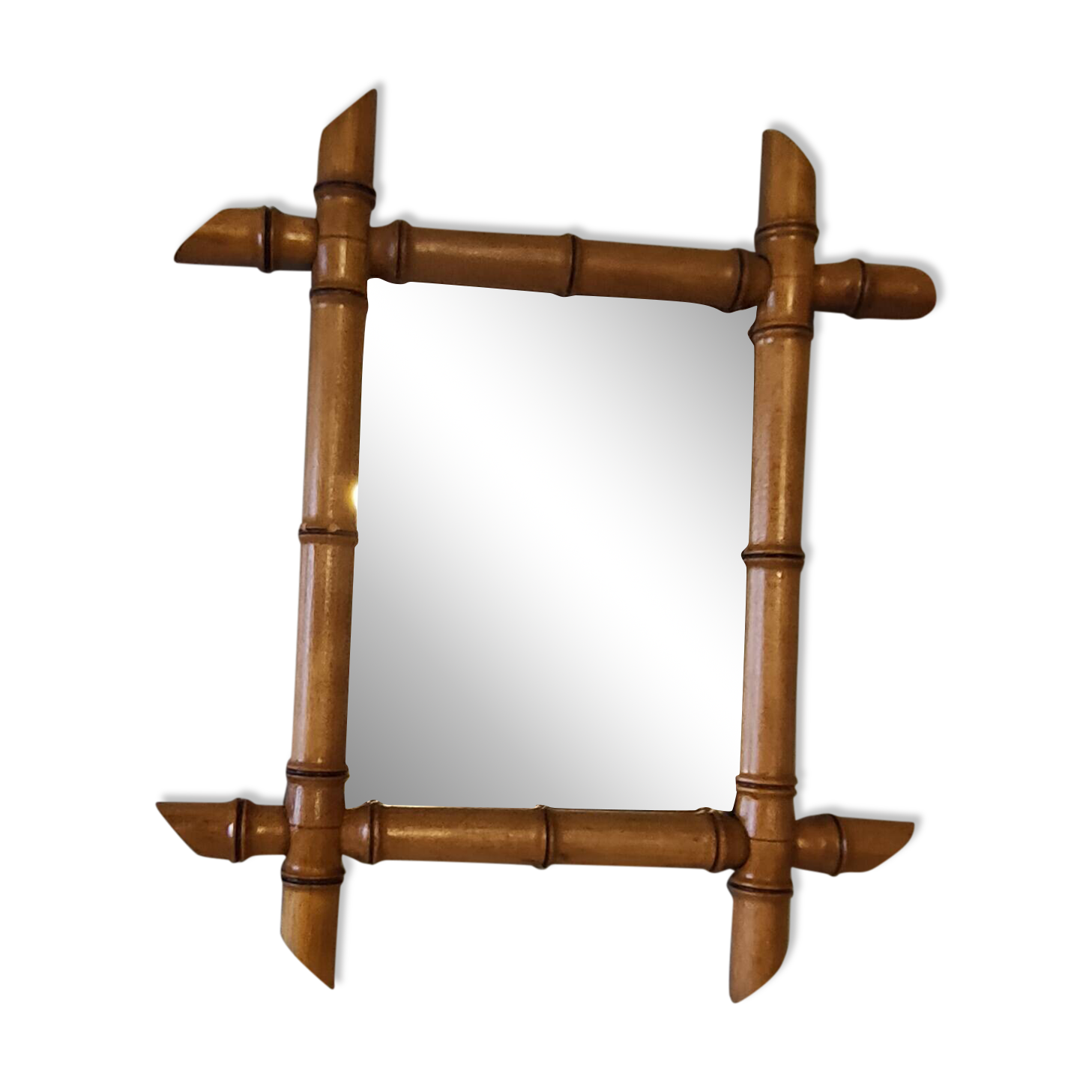 Faux bamboo wooden wall mirror