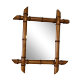 Faux bamboo wooden wall mirror