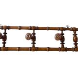 Porte-manteau 3 patères en bois tourné façon bambou, fin XIXème