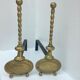 Pair of andirons in brass for fireplace