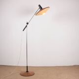 Large tilting floor lamp in steel and teak by Georges Frydman 1960.