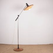 Large tilting floor lamp in steel and teak by Georges Frydman 1960.