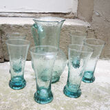 Former Pastis Service in Green Textured Glass